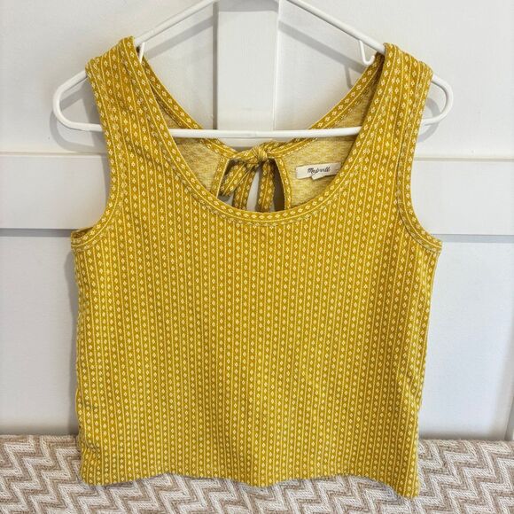 Madewell Women's Floral Jacquard Tie Back Tank Top Mystic Yellow Medium AN452 - Picture 4 of 10